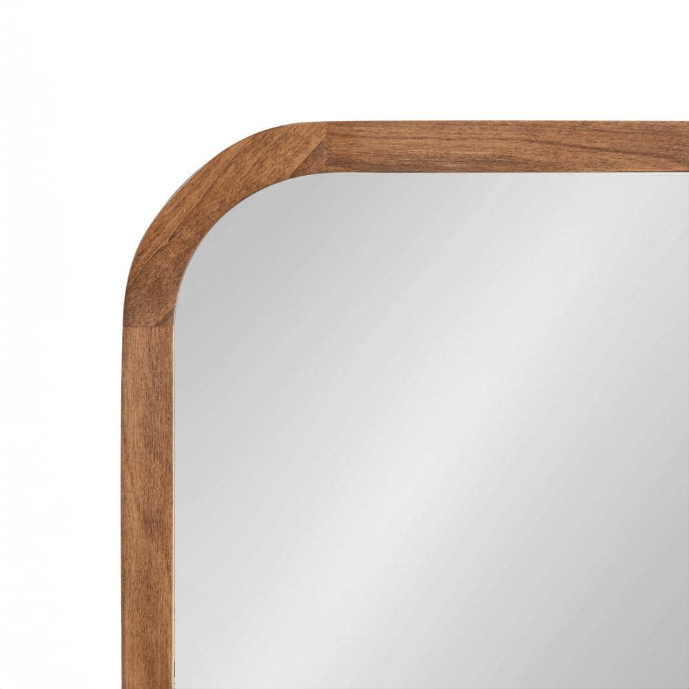 Rustic Brown Solid Wood Rounded Rectangle Vanity Mirror