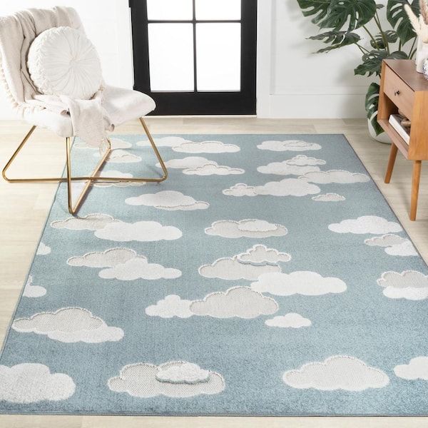Hedwig High-low Youth Cloud Scandi Rug Blue/Ivory 5 ft. x 8 ft. Indoor/Outdoor Area Rug