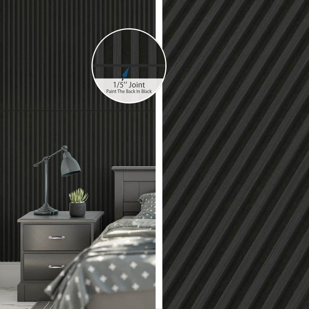 Charcoal Embossed Wood Slat Acoustic Wall Paneling 24" x 48"