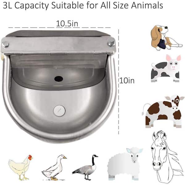 KIWDZFU Automatic Water Dispenser for Dog & Livestock Stainless-Steel Self Filling Water Trough Large Size Pet Water Bowl Feeder