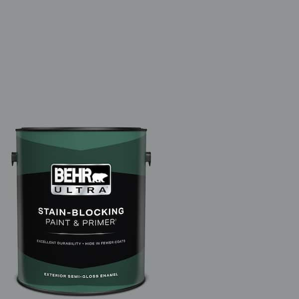 BEHR ULTRA 1 gal. #770F-4 Gray Area Semi-Gloss Enamel Exterior Paint & Primer