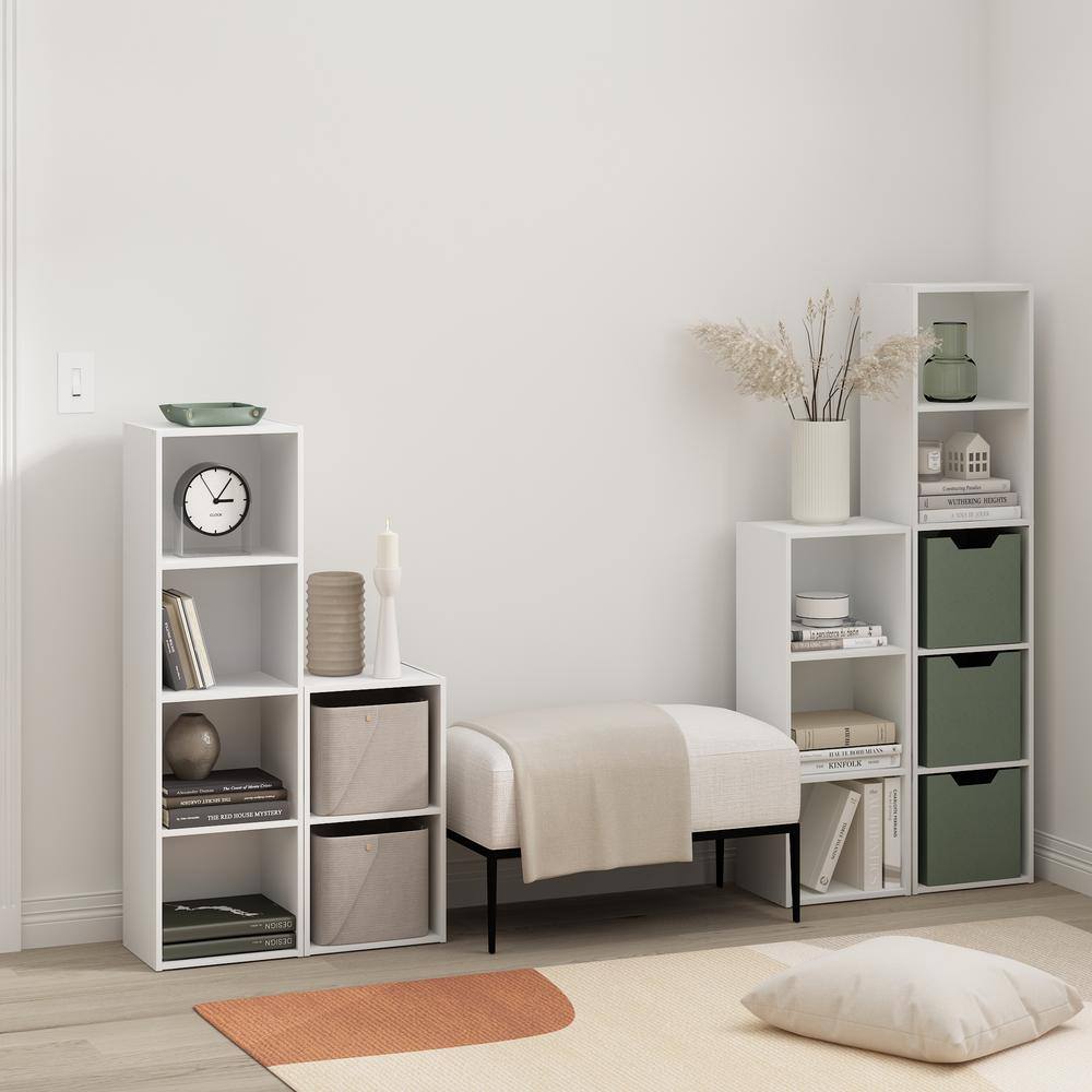 White Composite Wood 2-Tier Cube Bookcase