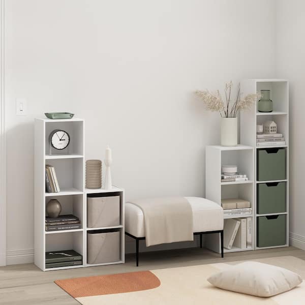 Pasir 52.1 in. Tall White Wood 5-Shelf Standard Bookcase