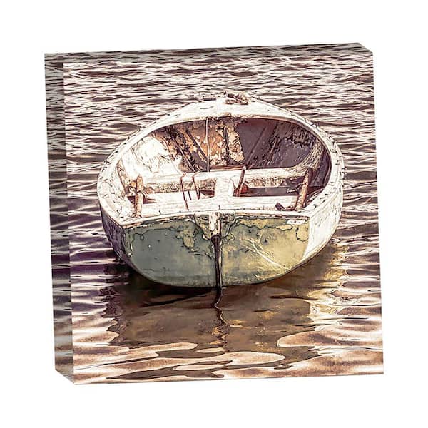 Rowboat on Copper Water by Grotto Studios 1-Piece Unframed Graphic Print Abstract Poster Art Print 36 in. x 36 in.