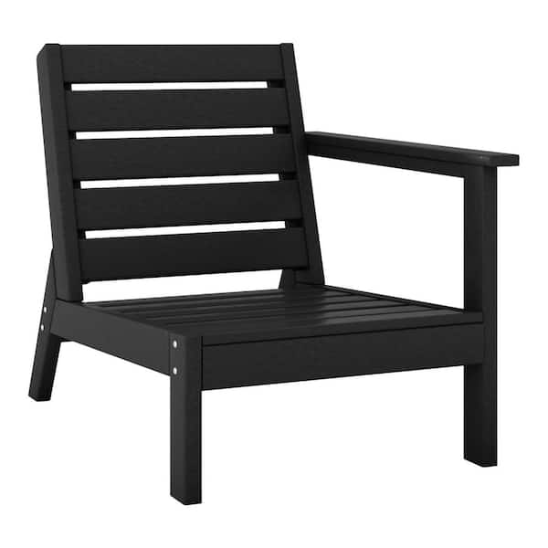 WESTIN OUTDOOR Birchwood Outdoor Patio Deep Seating HDPE Lounge Chair with Right Facing Arm in Black