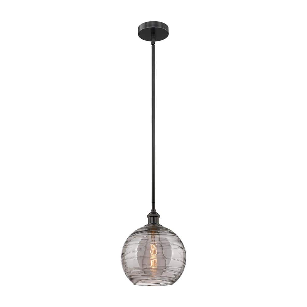 Athens Deco Swirl 100-Watt 1-Light Matte Black Shaded Mini Pendant Light with Tinted Glass Shade price history on PriceWatchPro