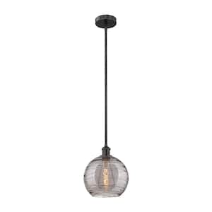 1-Light Shaded Matte Black Mini Pendant with Clear Seedy Glass 337MP-MB ...