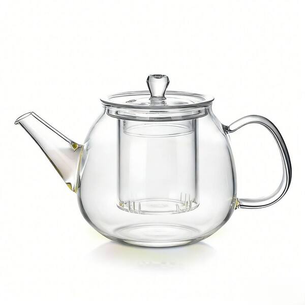 Clear Borosilicate Glass Teapot with Removable Infuser, Stovetop, Microwave, Dishwasher Safe