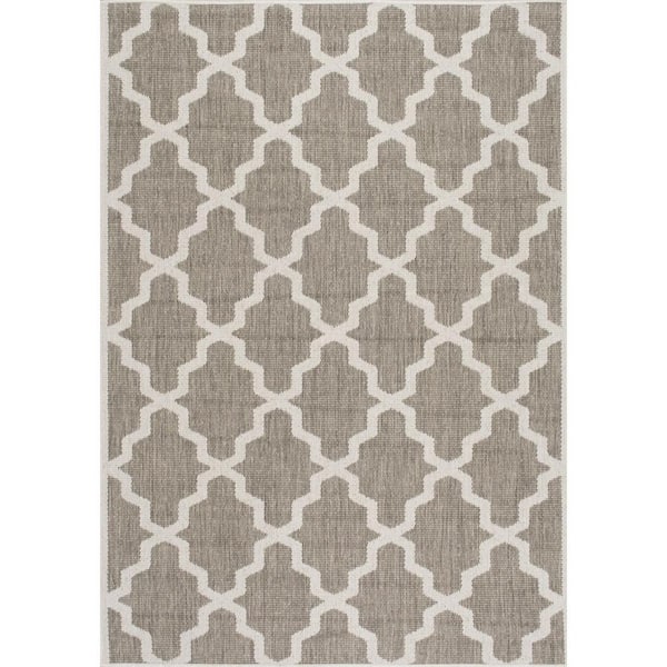 nuLOOM Gina Moroccan Trellis Taupe 2 ft. x 3 ft. Indoor/Outdoor Patio Area Rug