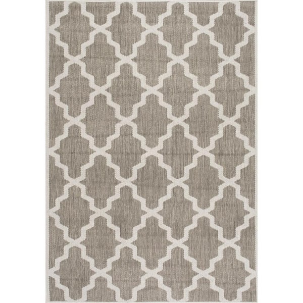 nuLOOM Gina Moroccan Trellis Taupe Doormat 3 ft. x 5 ft. Indoor/Outdoor Patio Area Rug