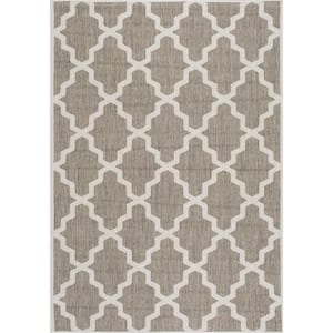Gina Moroccan Trellis Taupe 4 ft. x 6 ft. Indoor/Outdoor Patio Area Rug