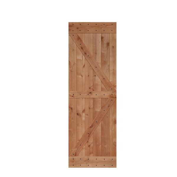 28 in. x 84 in. Ready-to-Assemble British Brace Hardwood Knotty Alder Interior Barn Door Slab