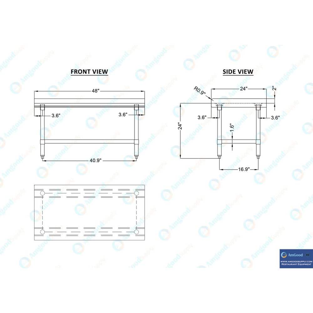 48" Stainless Steel Equipment Stand with Galvanized Undershelf