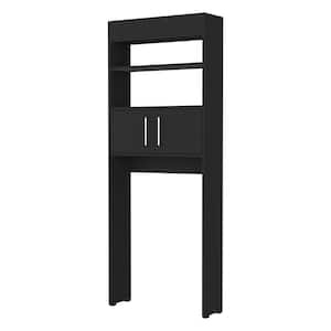 24.56 in. W x 63 in. H x 8 in. D Black Over The Toilet Storage with Shelf