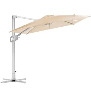 10 ft. Aluminum Squrare Patio Offset Umbrella Cantilever Umbrella, 360° Rotation Devicein Beige