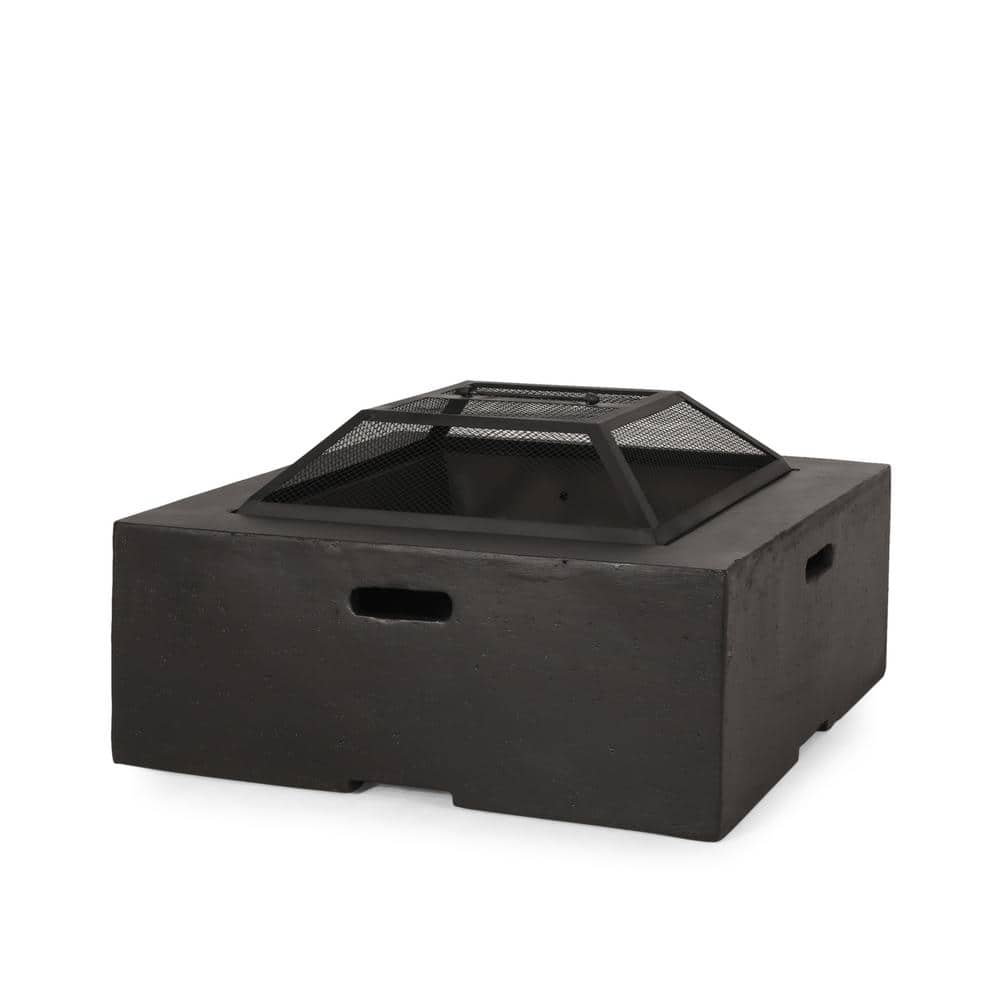 Gray Concrete Square Wood Burning Fire Pit