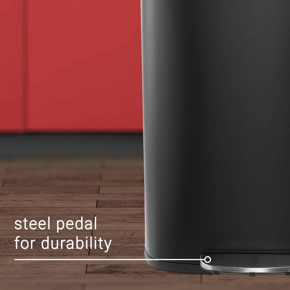 Connor Black Stainless Steel 13-Gallon Trash Can with Soft-Close Lid