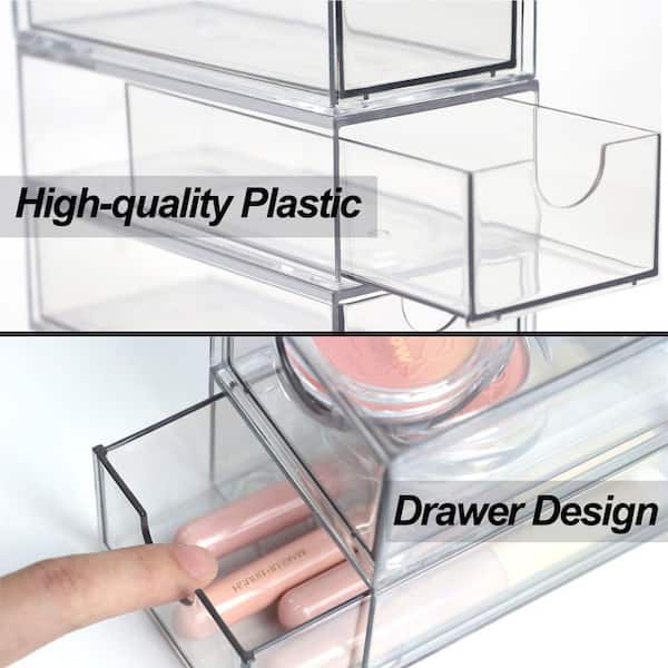 25PCS Clear Plastic Drawer Organizer Set For Desk,Makeup,Jewelry