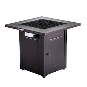 28 in. Black Outdoor Propane Gas Metal Fire Pit Table, 50,000BTU, with Adjustable Flame Apply to Garden Patio Backyard
