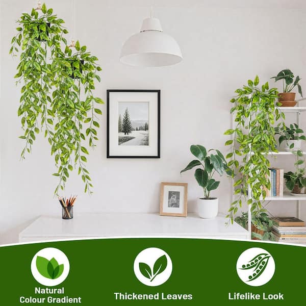 4 in. 3-Piece Green Artificial Pea Vine Hanging Plants Indoor Outdoor Decor  Realistic Faux Trailing Vine Home Accent 59C1124D1271 - The Home Depot