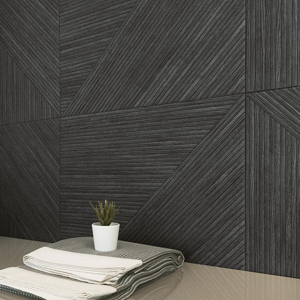 Charcoal Matte Porcelain Wood Look Rectangular Wall Tile