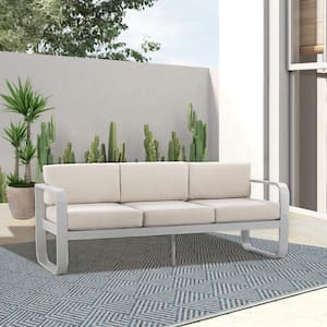 Aluminum Outdoor Sofa Couch with Beige Cushions