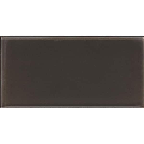 Apollo Tile Ash Gray 3 in. x 6 in. Polished Glass Mosaic Tile Sample (0.12 sq. ft./Piece)