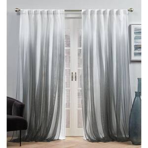 Crescendo Black Solid Polyester 54 in. W x 96 in. L Back Tab Top, Room Darkening Curtain Panel (Set of 2)