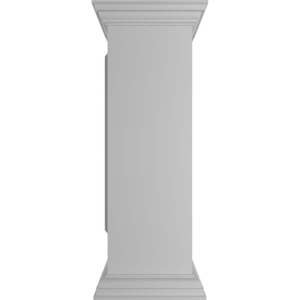Ekena Millwork Corner 40 in. x 12 in. White Box Newel Post with Panel, Peaked Capital and Base Trim (Installation Kit Included)