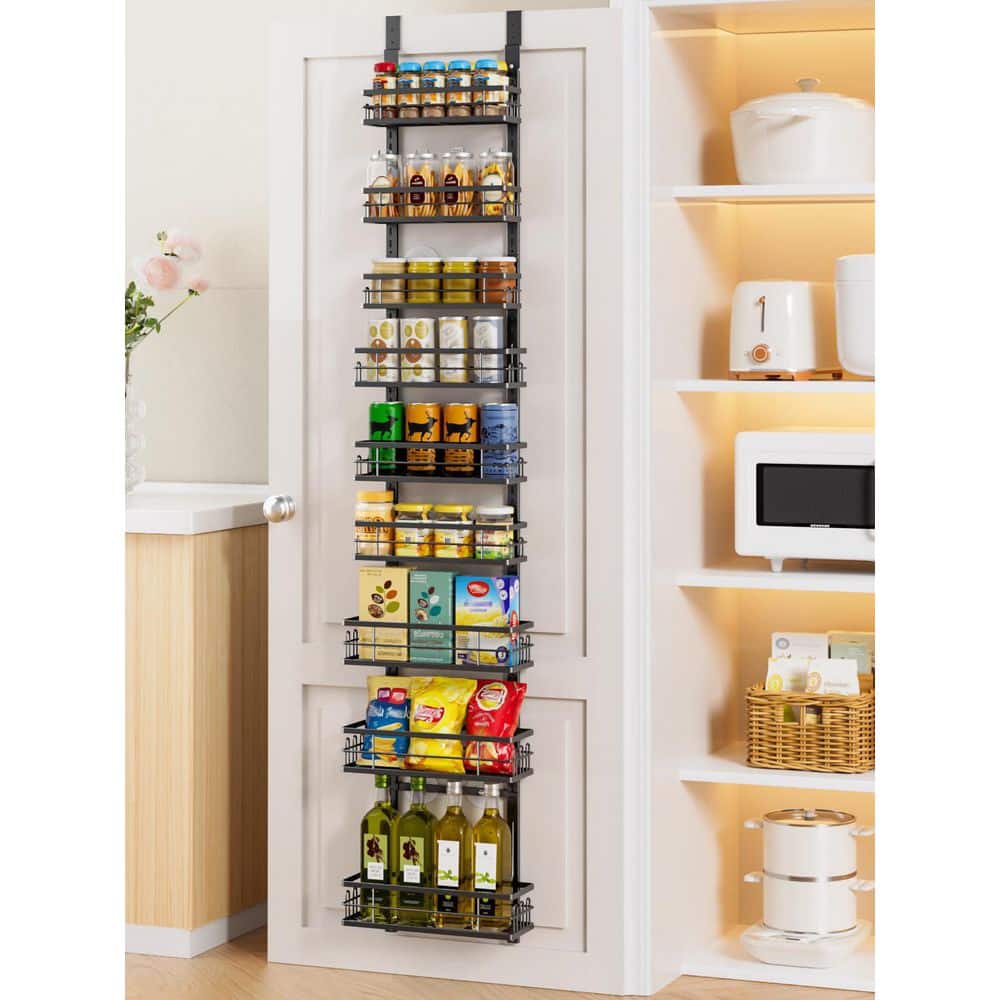Wudkey 9-Tier Black Over the Door Pantry Organizer, Adjustable