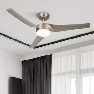 52 in. LED Indoor Nickel Modern Smart Ceiling Fan with Dimmable Light Kit and Remote