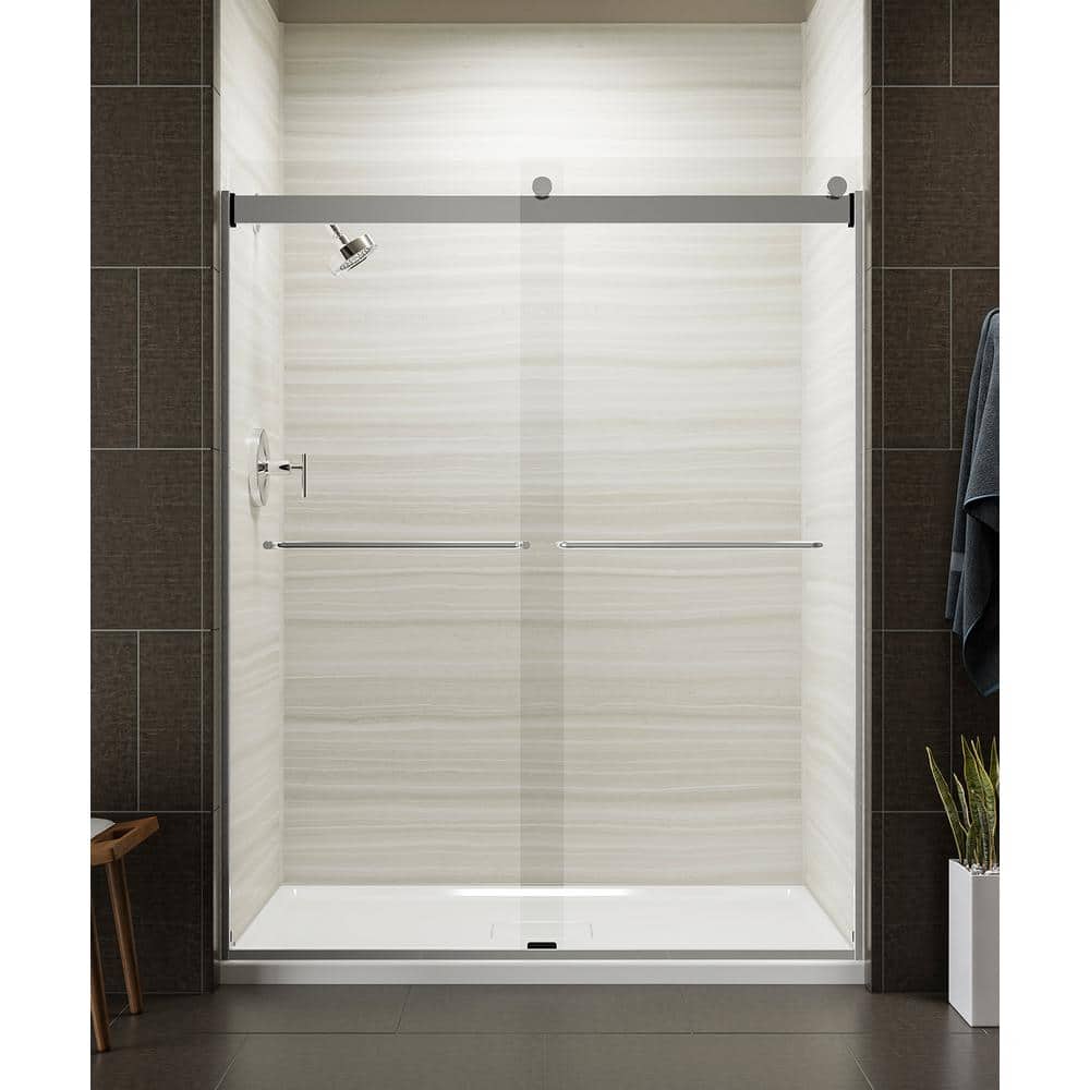 Levity Collection K-706015-L-SH 60"" Sliding Shower Door with 0.25"" Crystal Clear Glass and Towel Bars in Bright -  Kohler