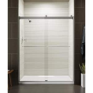 Levity 56-60 in. W x 74 in. H Frameless Sliding Shower Door in Silver with Towel Bar