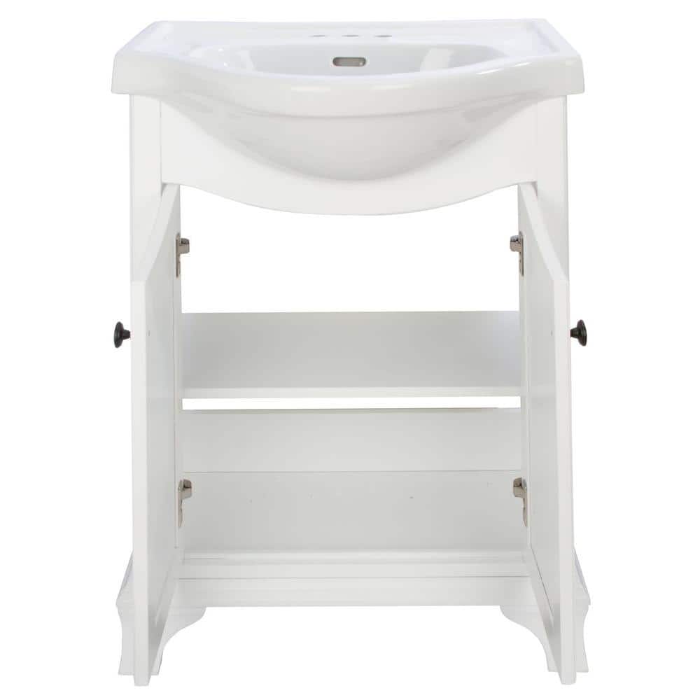 White Freestanding Vanity Cabinet with Vitreous China Sink