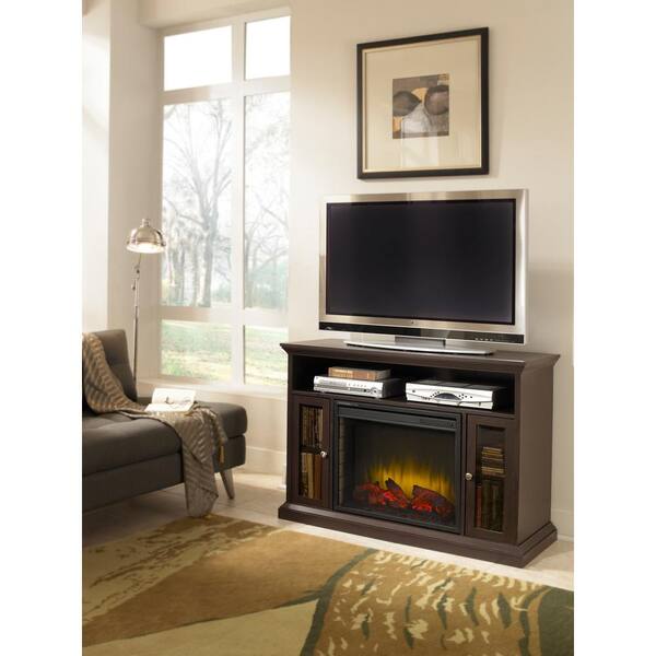 Pleasant Hearth Riley 47 in. Electric Fireplace TV Stand Media Console in Espresso
