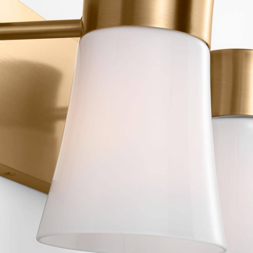 Roy Satin Brass 3-Light Vanity with Milk Glass Shades