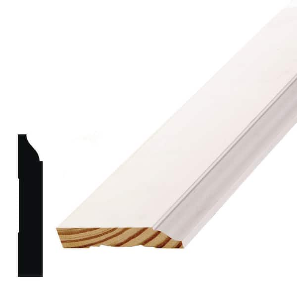 Unbranded WM 634 7/16 in. D x 3 in. W x 96 in. L Primed Finger Joint Pine Baseboard Load N Go (6-Pack)