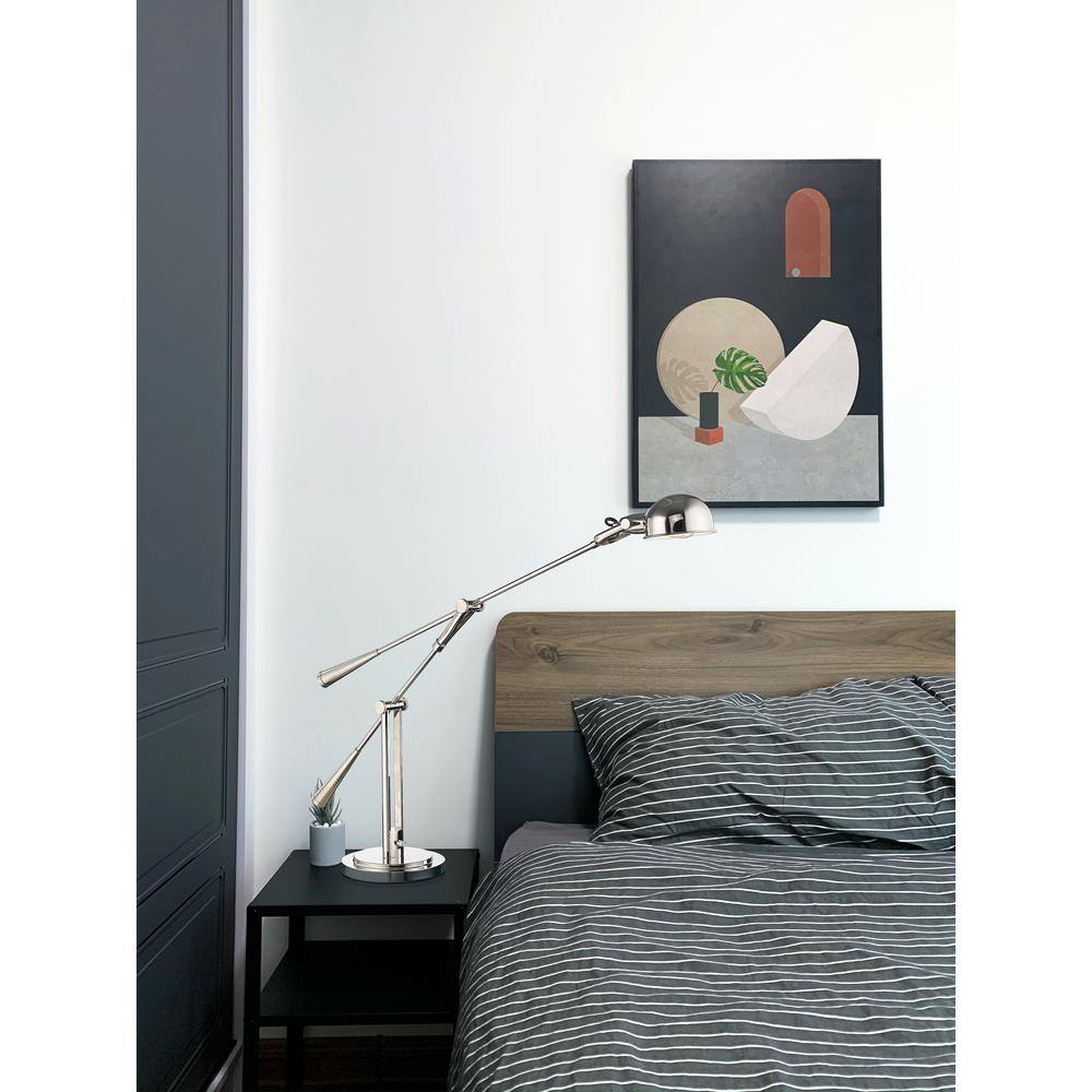 Adjustable Polished Nickel Modern Task Table Lamp
