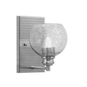 Albany 1-Light Brushed Nickel 5.75 in Wall Sconce with Smoke Bubble Glass Shade
