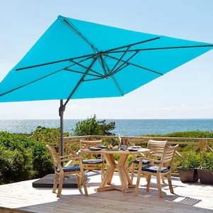 Lake Blue Premium 11.5 x 9 ft. Cantilever Patio Umbrella with a Base and 360° Rotation and Infinite Canopy Angle