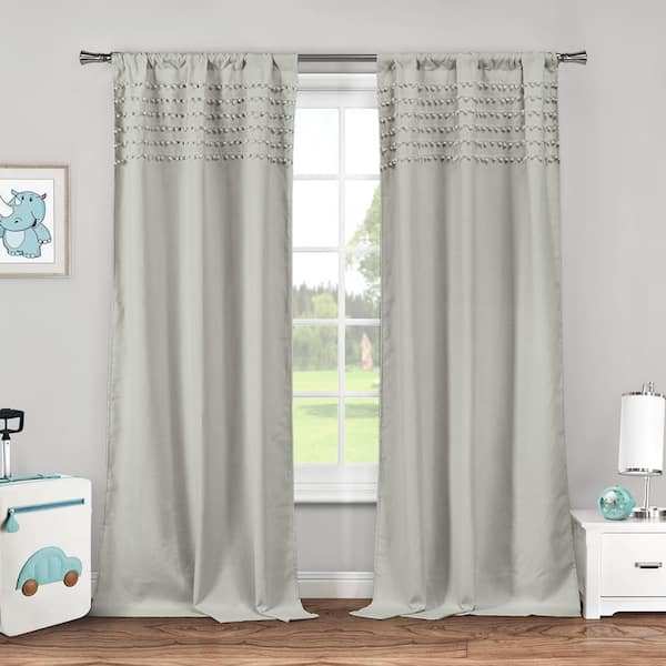 lala + bash Lizbett 38 in. W x 84 in. L Polyester Window Panel in Light Grey