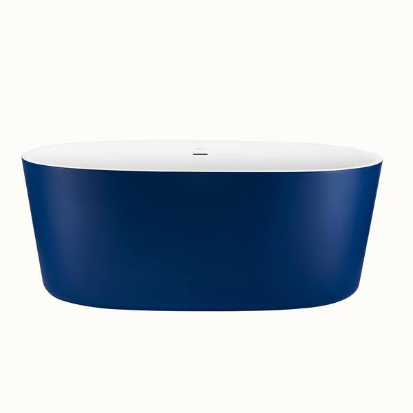 UPIKER 59 in. Acrylic Double-Ended Freestanding Flatbottom Soaking Non-Whirlpool Bathtub in Blue