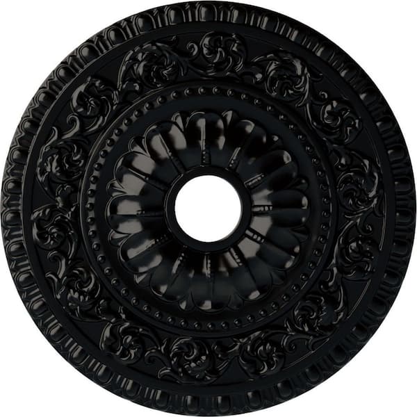 Ekena Millwork 2-1/8" x 23-1/2" x 23-1/2" Polyurethane Vaduz Ceiling Medallion, Hand-Painted Jet Black