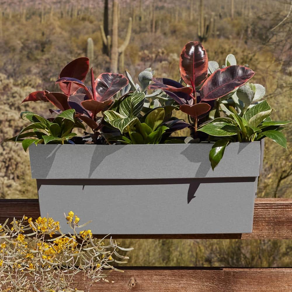 Cement Gray Recycled Plastic Deck Rail Planter, 24"