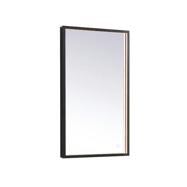 Unbranded Timeless Home 18 in. W x 30 in. H Modern Rectangular Aluminum Framed LED Wall Bathroom Vanity Mirror in Black