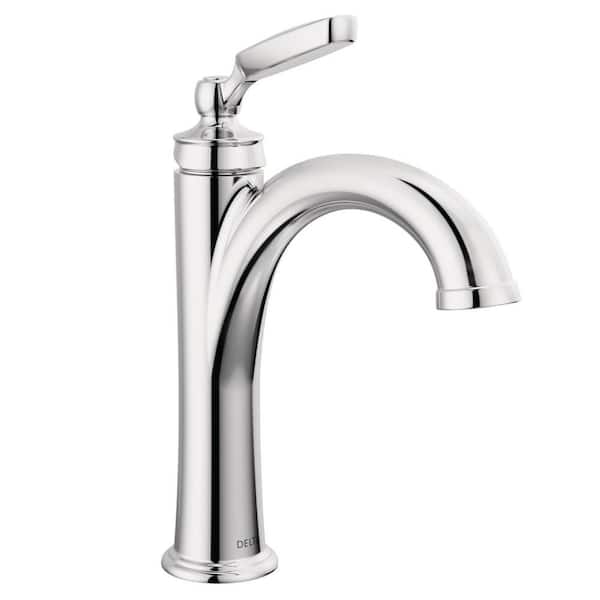 Delta Woodhurst Single-Handle Single-Hole Bathroom Faucet with Metal Drain Assembly in Polished Chrome