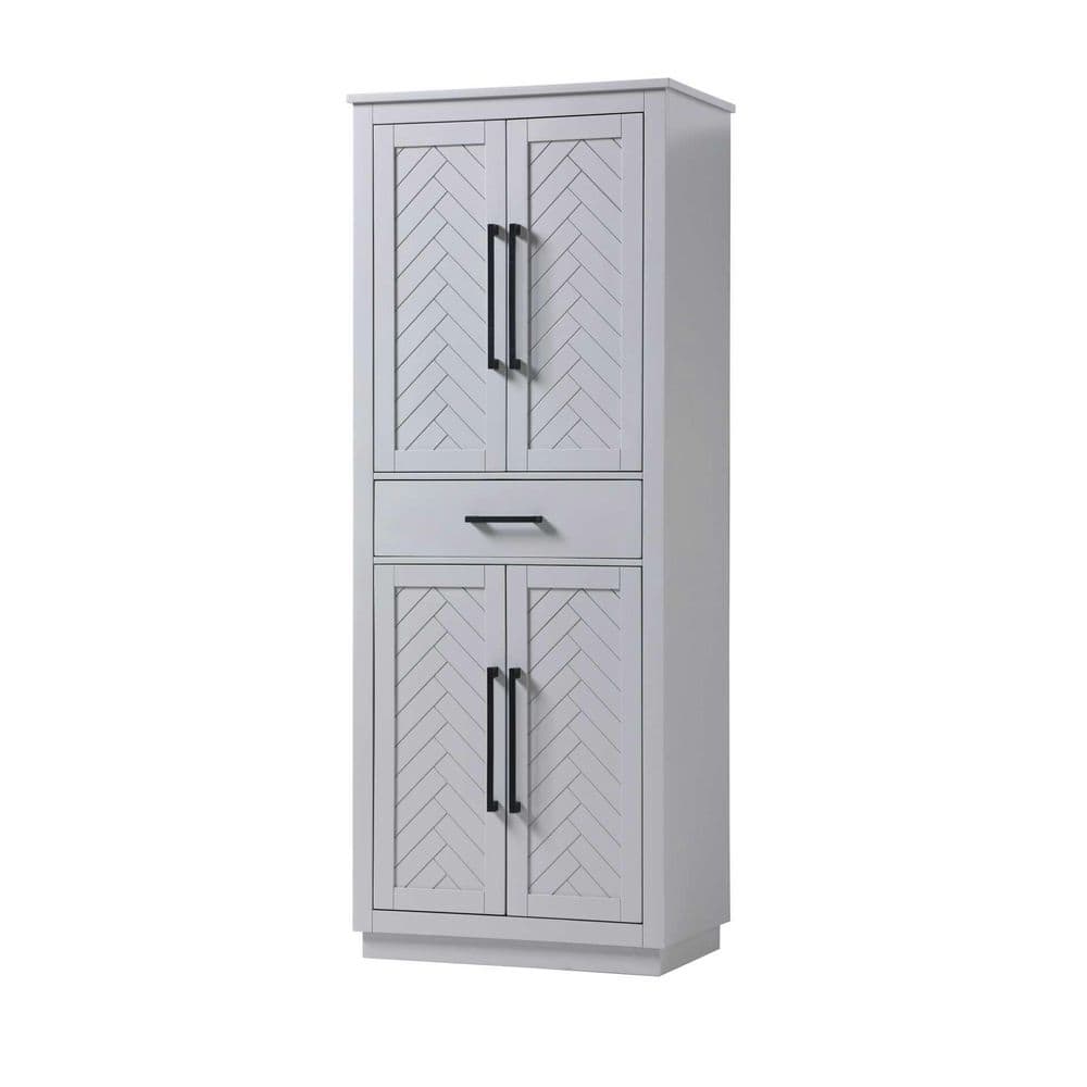28 in. W x 18 in. D x 72 in. H Gray Freestanding Linen Cabinet