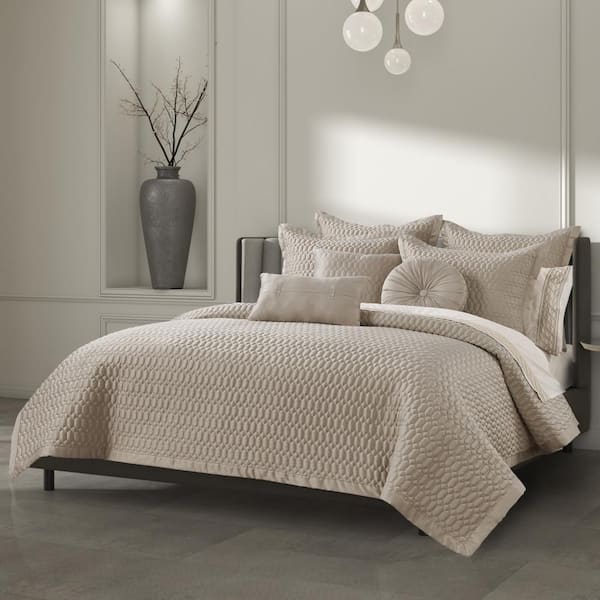 Unbranded Blanchard Beige Polyester Full/Queen 3-Pieces Quilt Set