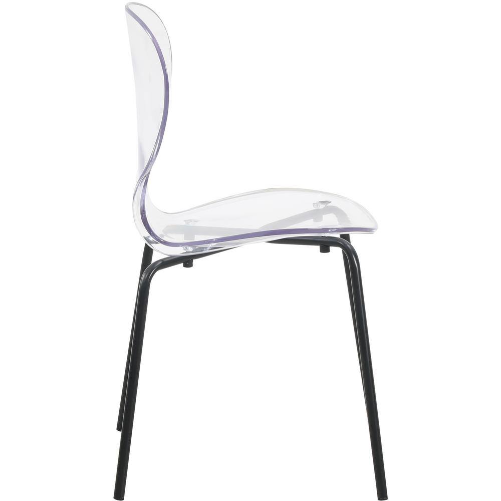 Clear Transparent Side Chair with Black Metal Legs