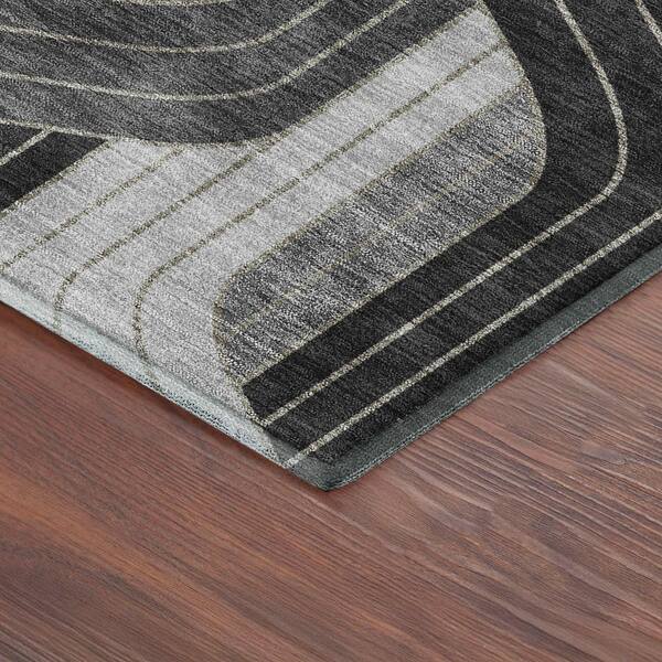 Mayfield Premium Machine Washable Abstract AMF2422 Black 10 ft. x 14 ft. Area Rug
